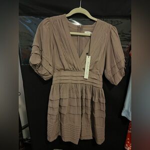 Mustard Seed Taupe Long Sleeve Dress NWT